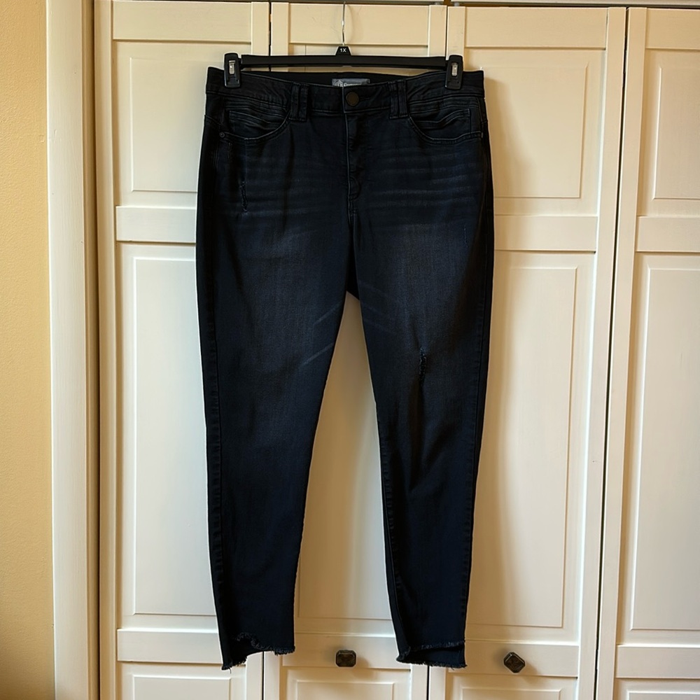 DEMOCRACY black fringed jeans size 16
